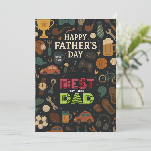 Beste Vader Est 1999 Vaderdag Gift Kaarten (Staand voorkant)