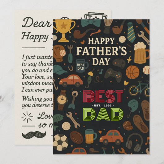 Beste Vader Est 1999 Vaderdag Gift Kaarten (Voorkant / Achterkant)