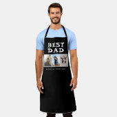 Beste vader familie 3 Foto Collage Keepslag Black Schort (Gedragen)