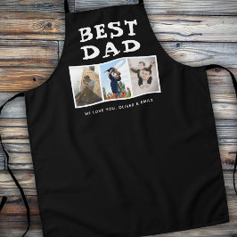 Beste vader familie 3 Foto Collage Keepslag Black Schort