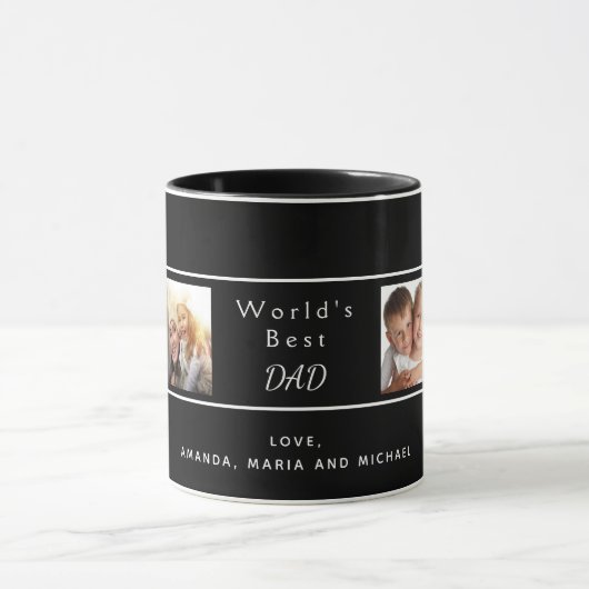 Beste vader familie foto collage zwart mok (Midden)