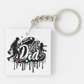 Beste vader Football vader en zoon graffiti Sleute Sleutelhanger (Achterkant)