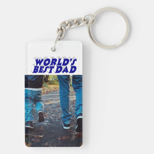 Beste vader foto blauwe 3d tekst sleutelhanger (achterkant)