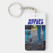 Beste vader foto blauwe 3d tekst sleutelhanger (Voorkant)