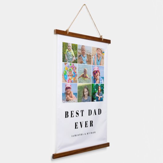 Beste vader Foto Collage Hanging Tapestry Hangend Wandkleed (Gebogen)