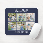 Beste vader! Foto Collage Modern Navy Blue Muismat (Met muis)