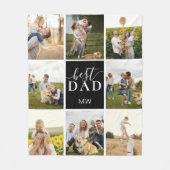Beste vader Foto Collage Monogram vader Fleece Deken (Voorkant)
