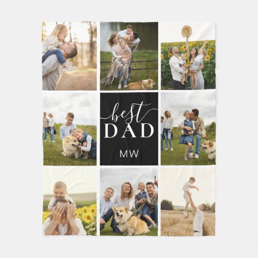 Beste vader Foto Collage Monogram vader Fleece Deken (Voorkant)
