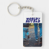 Beste vader foto donkerblauwe 3d tekst sleutelhanger (Voorkant)