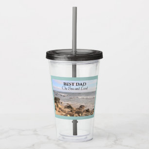 Beste vader Foto van Wavy Atlantic Ocean Blue Sky Acryl Drinkbeker