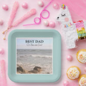 Beste vader Foto van Wavy Atlantic Ocean Blue Sky Papieren Bordje (Feest)