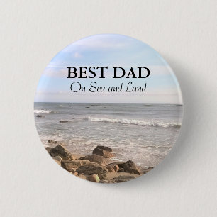 Beste vader Foto van Wavy Atlantic Ocean Blue Sky Ronde Button 5,7 Cm