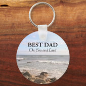 Beste vader Foto van Wavy Atlantic Ocean Blue Sky Sleutelhanger (Voorkant)