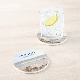 Beste vader Foto van Wavy Atlantic Ocean Blue Sky Zandsteen Onderzetter