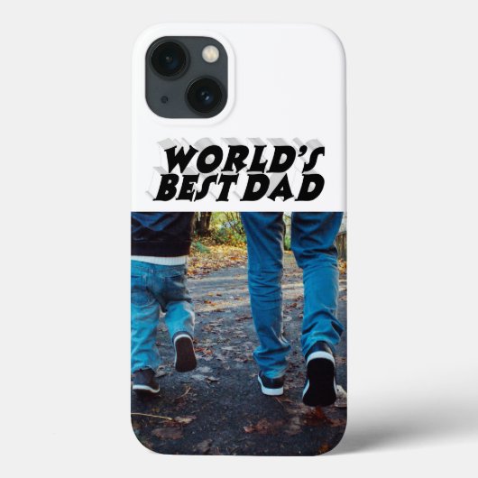 Beste vader foto zwart 3d tekst Case-Mate iPhone case (Achterkant)