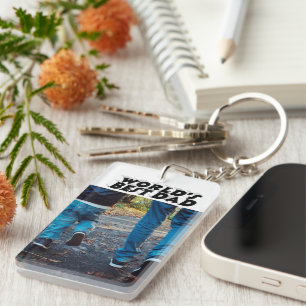 Beste vader foto zwarte 3d tekst sleutelhanger