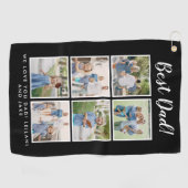 Beste vader! Foto's Collage Black Golfhanddoek (Horizontaal)