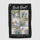 Beste vader! Foto's Collage Black Golfhanddoek (Voorkant)