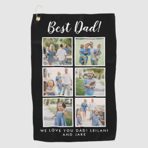 Beste vader! Foto's Collage Black Golfhanddoek