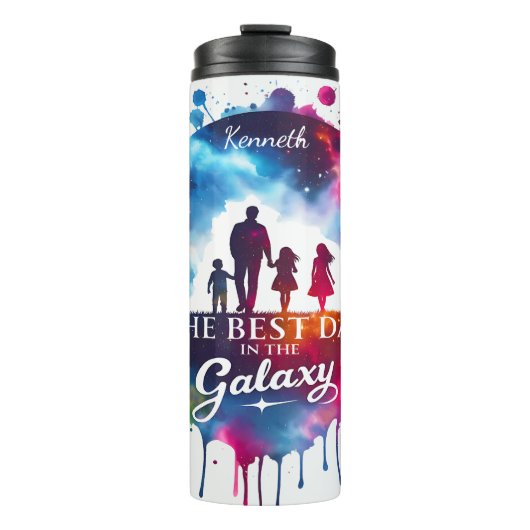 Beste vader: Galaxy Family Silhouette Thermosbeker (Voorkant)