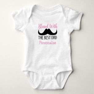 Beste vader Gezegende vaders dag Custom roze tekst Romper