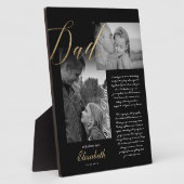 Beste vader | Gold Dad Script Weduwbericht foto Fotoplaat (Zijkant)