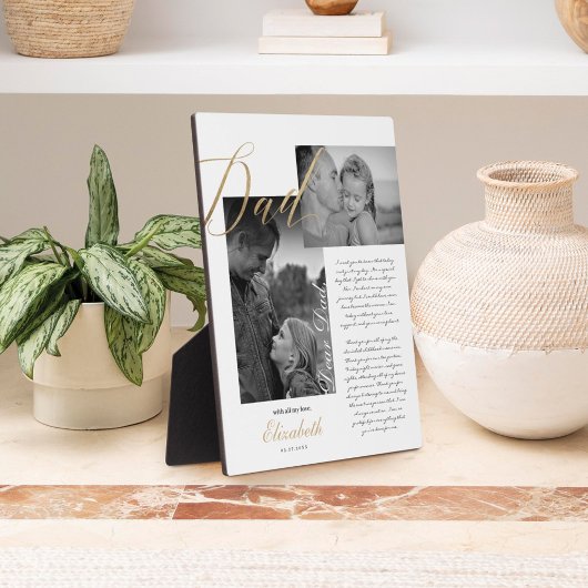 Beste vader | Gold Dad Script Weduwbericht foto Fotoplaat