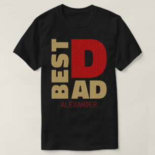 Beste vader Gold Red Glitter-naam Gepersonaliseerd T-shirt