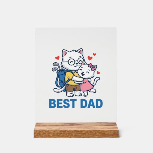 Beste Vader Golf Kat Knuffel Cute Vector Design_1 Acryl Bord (Voorkant)