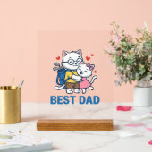 Beste Vader Golf Kat Knuffel Cute Vector Design_1 Acryl Bord (Huwelijk)