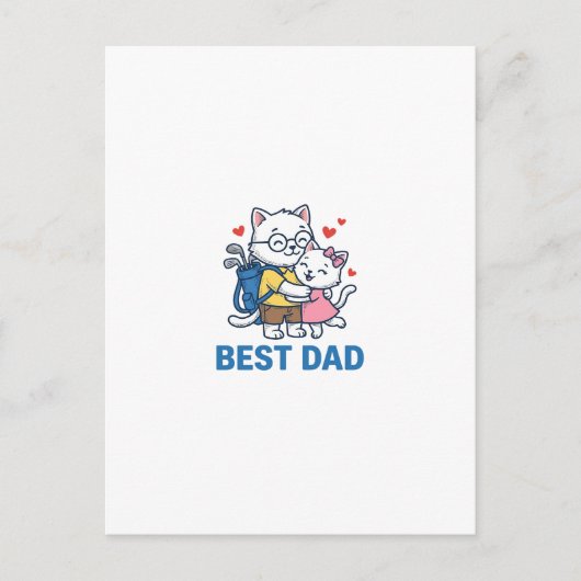 Beste Vader Golf Kat Knuffel Cute Vector Design_1 Briefkaart (Voorkant)
