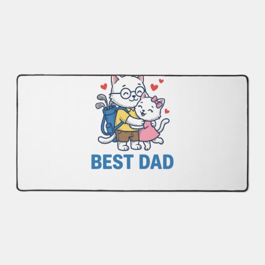 Beste Vader Golf Kat Knuffel Cute Vector Design_1 Bureaumat (Voorkant)