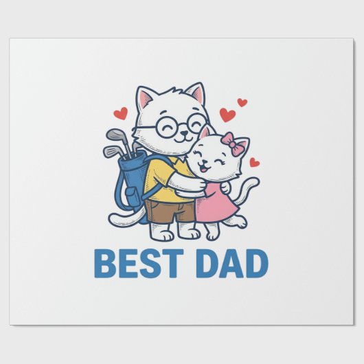 Beste Vader Golf Kat Knuffel Cute Vector Design_1 Cadeaupapier (Vlak)