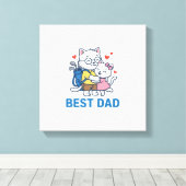 Beste Vader Golf Kat Knuffel Cute Vector Design_1 Canvas Afdruk (Insitu (Houten vloer))