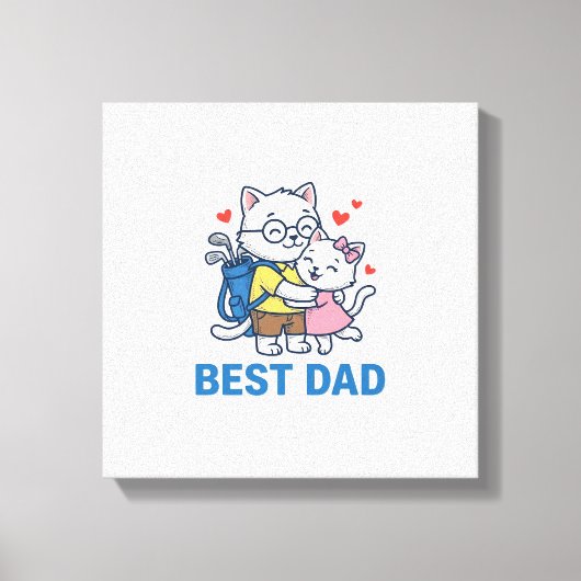 Beste Vader Golf Kat Knuffel Cute Vector Design_1 Canvas Afdruk (Voorkant)