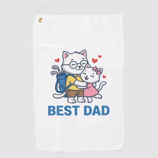 Beste Vader Golf Kat Knuffel Cute Vector Design_1 Golfhanddoek (Voorkant)