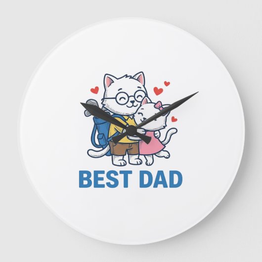 Beste Vader Golf Kat Knuffel Cute Vector Design_1 Grote Klok (Voorkant)