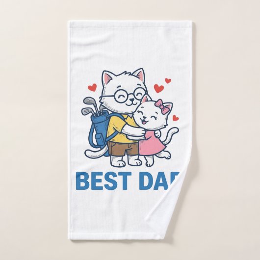 Beste Vader Golf Kat Knuffel Cute Vector Design_1 Handdoek (Handdoek)