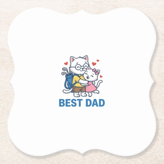 Beste Vader Golf Kat Knuffel Cute Vector Design_1 Kartonnen Onderzetters (Voorkant)