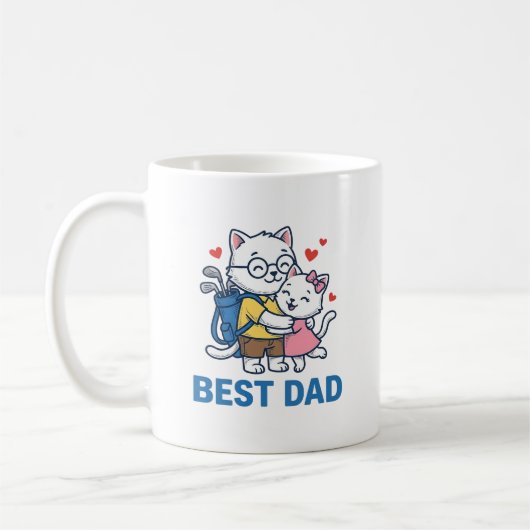 Beste Vader Golf Kat Knuffel Cute Vector Design_1 Koffiemok (Links)