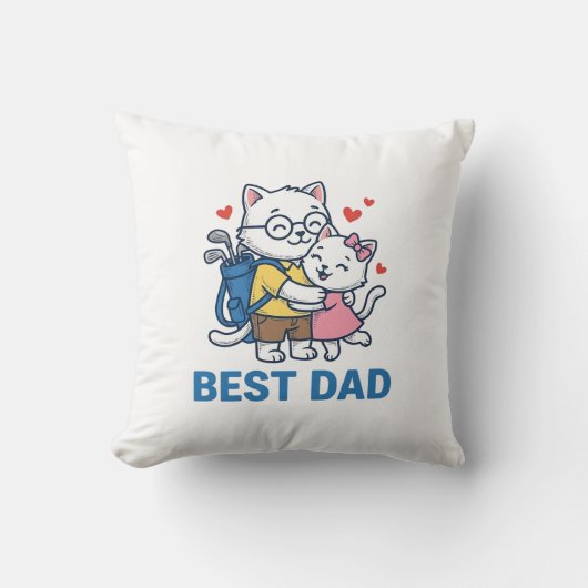 Beste Vader Golf Kat Knuffel Cute Vector Design_1 Kussen (Voorkant)