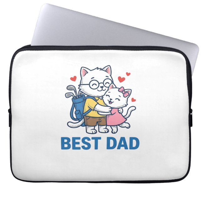 Beste Vader Golf Kat Knuffel Cute Vector Design_1 Laptop Sleeve (Voorkant)