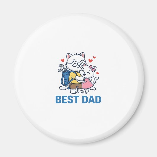 Beste Vader Golf Kat Knuffel Cute Vector Design_1 Magneet (Voorkant)