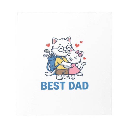 Beste Vader Golf Kat Knuffel Cute Vector Design_1 Notitieblok (Voorkant)