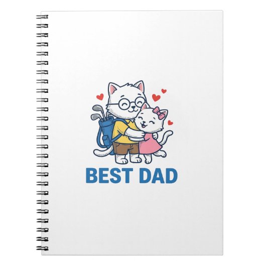Beste Vader Golf Kat Knuffel Cute Vector Design_1 Notitieboek (Voorkant)