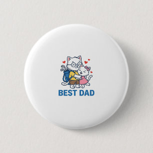 Beste Vader Golf Kat Knuffel Cute Vector Design_1 Ronde Button 5,7 Cm