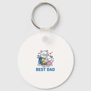 Beste Vader Golf Kat Knuffel Cute Vector Design_1 Sleutelhanger