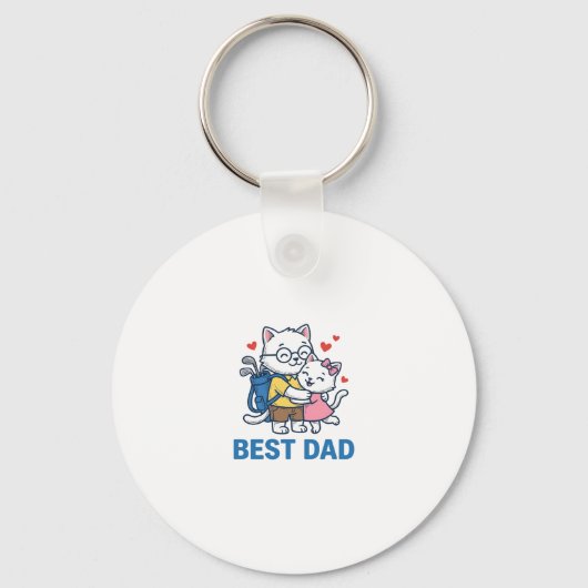 Beste Vader Golf Kat Knuffel Cute Vector Design_1 Sleutelhanger (Voorkant)