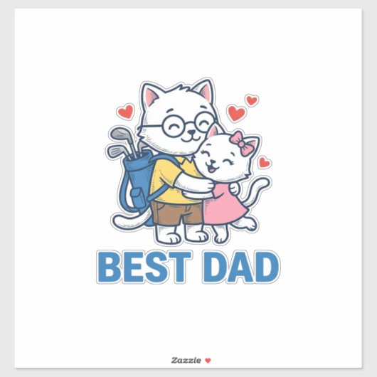 Beste Vader Golf Kat Knuffel Cute Vector Design_1 Sticker (Vel)