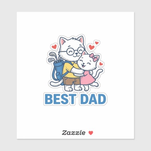 Beste Vader Golf Kat Knuffel Cute Vector Design_1 Sticker (Vel)